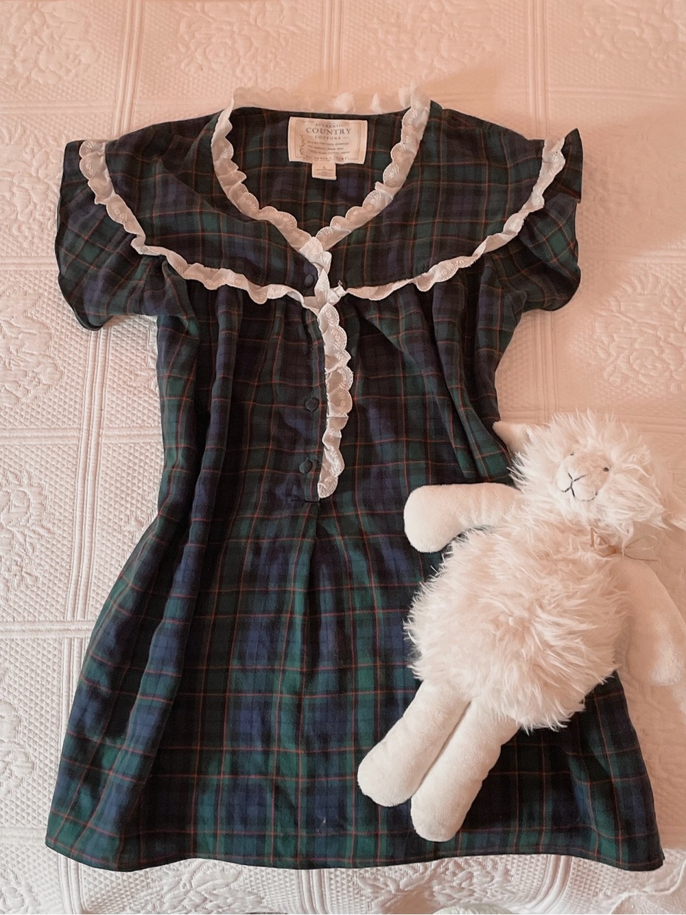 reworked rare vtg victoria’s secret authentic country plaid lace mini nightgown